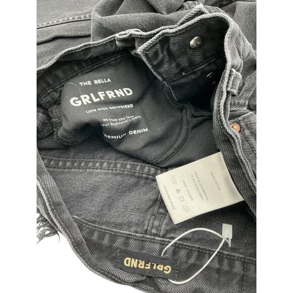 Grlfrnd 'Bella' Black Cotton Low Rise Boyfriend Jean Size 24 - Picture 4 of 4